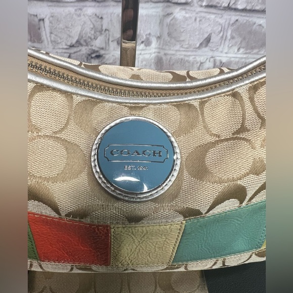 Coach Signature Multicolor Leather Stripe Shoulder Bag F17425 - Picture 2 of 10